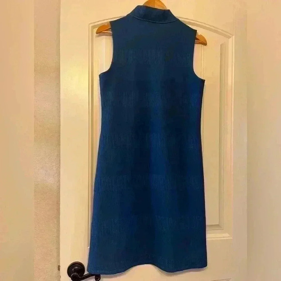 CHELSEA TAYLOR Mock Neck Teal Knit Dress size 6 - Picture 4 of 7